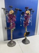 2 x candle holders with flowers