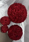 job lot of 25 x red flower balls mixed sizes