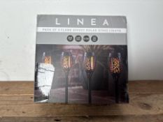 Linea Set of 4 Flame Effect Solar Stake Lights