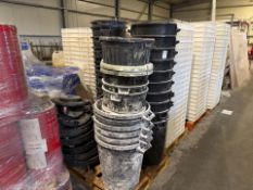 Pallet Of Roughly 30 Assorted Black Bins With Lids & Wheels