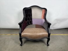 Patchwork Design Wooden Armchair