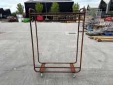 Metal Wheeled Clothing Rack With Glass Shelf