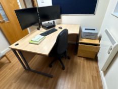 Curved Wooden Desk With Chair