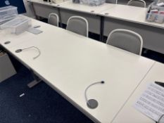 13 x White Wooden Desk With Chairs