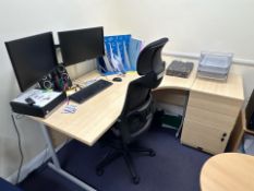 Curved Wooden Desk With Chair
