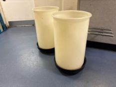 2 x Plastic Bins With Wheels