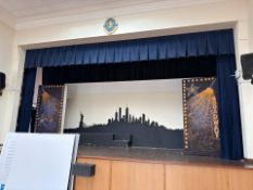 Blue Theatrical Stage Curtains with Scalloped Valance