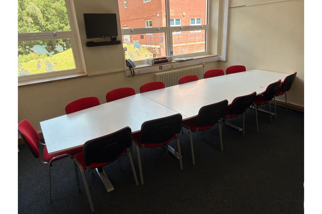 Conference Table With 12 Red Chairs - Image 2 of 6
