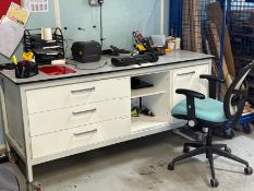 Work Desk with Contents and Office Chair