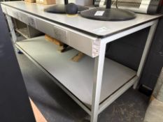 Wooden Table with Integrated Power Sockets