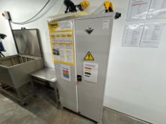Metal Cupboard with Assorted Cleaning Products