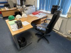 Wooden Desk With Faux Leather Chair