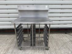 Stainless Steel Mobile Prep Unit With Tray Rack