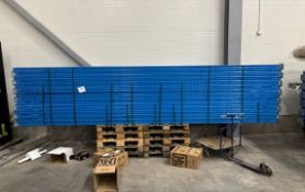 Pallet Racking – Blue Upright Frames & Galvanised Metal Frames (24 + 12 Pieces)