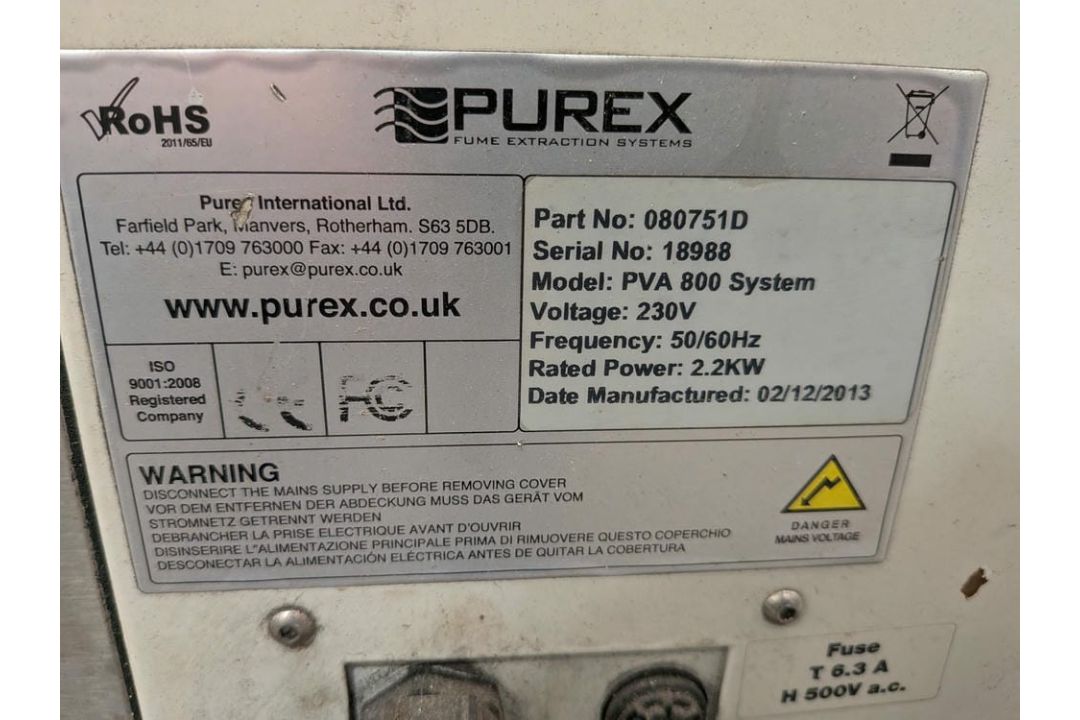Purex PVA 800 Fume Extraction System - Image 2 of 3