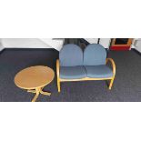 Beech Round Reception Table & 2-Seater Bench Seat - No Reserve