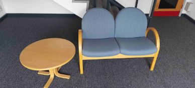Beech Round Reception Table & 2-Seater Bench Seat - No Reserve