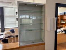 Metal Display Cabinet With Glass Shelves