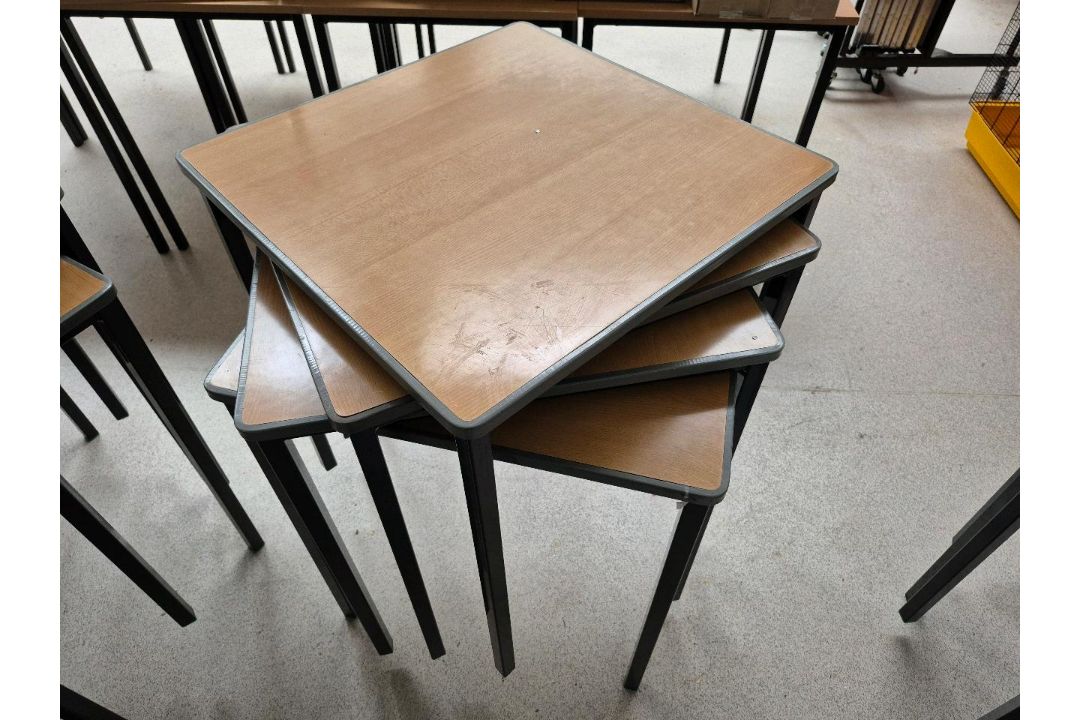 Set Of 4 Tables Wooden Top Table With Metal Legs - Image 1 of 2