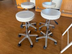 White Faux Leather Wheeled Stool x4