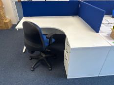 White Wooden Desk With Storage Unit And Chair
