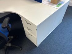 White Wooden Desk With Storage Unit And Chair