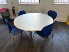 Wooden Table With Four Plastic Chairs