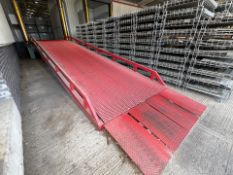 Red Metal Mobile Forklift Yard Access Ramp