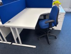 White Wooden Desk With Storage Unit And Chair