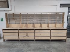 Plywood Workbench with 12 Heavy Duty Drawers and Overhead Reel Storage