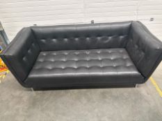 Black Faux Leather 3 Seat Sofa – H80cm x W205cm x D90cm