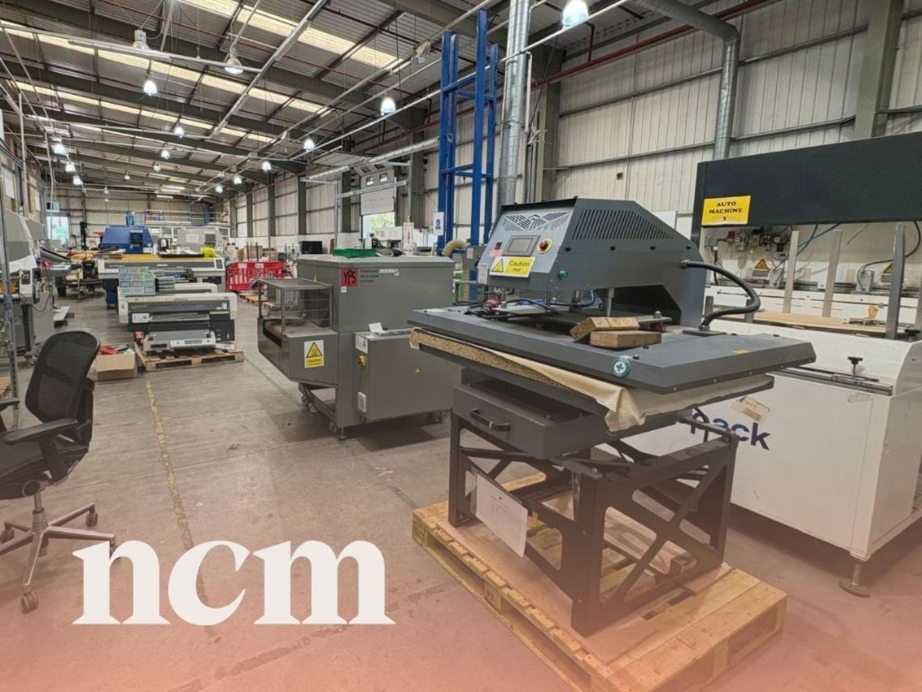 Due to Closure, Contents of Printing Factory Incl Framing Machines, Guillotine, Case Formers, Printers, Saws, Wrappers, Heat Presses, Laminators