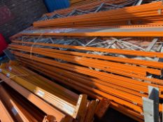 21 Bays Of Metal Racking Shelving, Dismantled, Includes 22 Orange frames and 3 pallets of shelving
