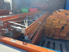 21 Bays Of Metal Racking Shelving, Dismantled, Includes 22 Orange frames and 4 pallets of shelving