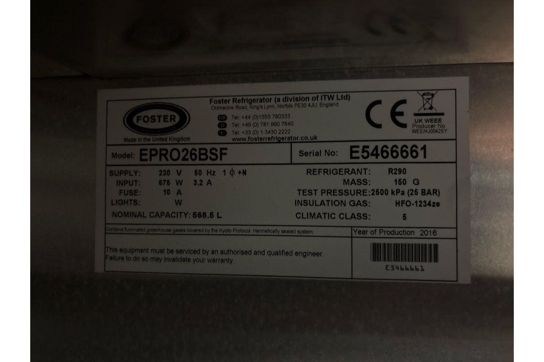 Foster Epro26BSF Freezer – H230cm x W70cm x D80cm – Untested - Image 5 of 6