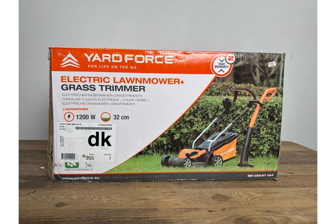 Yardforce EM U32 & ET U24 Lawnmower And Strimmer Set - Image 1 of 13