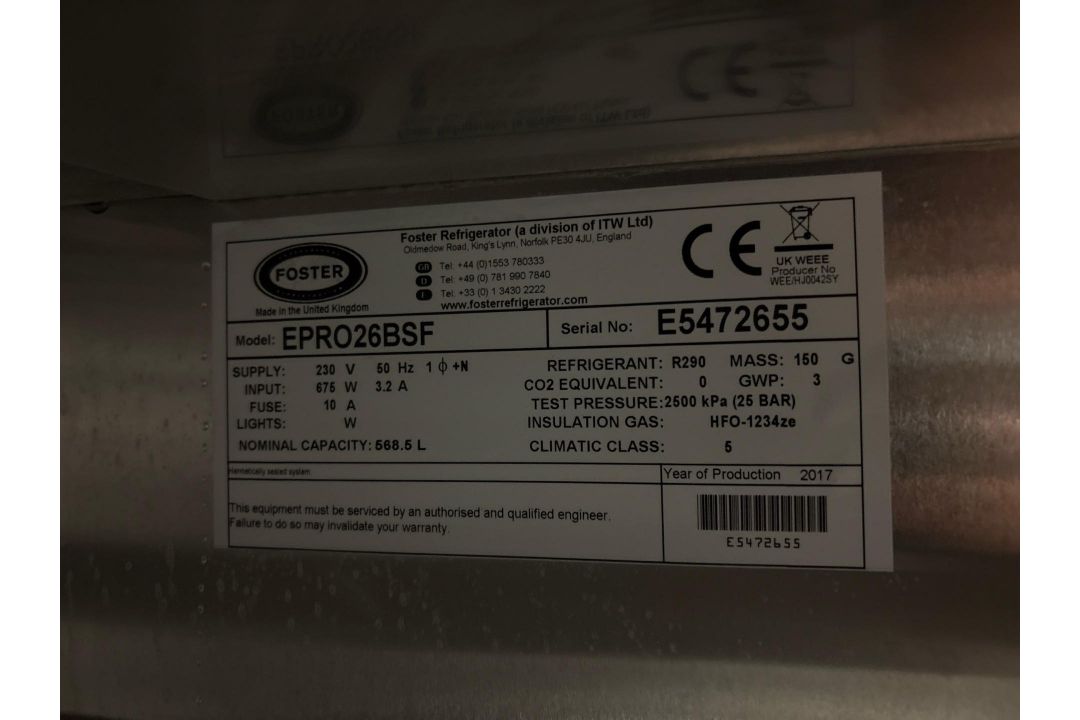 Foster Epro26BSF Freezer – H230cm x W70cm x D80cm – Untested - Image 7 of 8