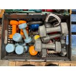 Box Of Assorted Dumbbells And Kettlebells