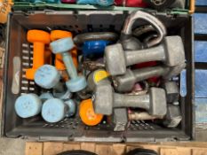 Box Of Assorted Dumbbells And Kettlebells