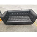 Black Faux Leather 3 Seat Sofa – H80cm x W205cm x D90cm