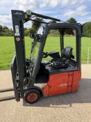 Linde E16C 1.6 Tonne Electric 3-Wheel Forklift, Container Spec 4.6m Mast, Side Shift (2014, 5599hrs)