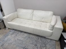 White Leather 3-Seater Sofa, No Reserve