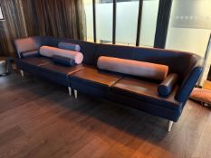 3-Section Dark Blue Commercial Sofa Seating, No Reserve