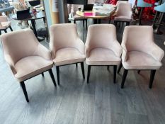Set of 4 Dusky Pink Upholstered Restaurant Chairs, No Reserve