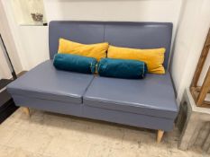 Blue Faux 2-Seater Sofa, No Reserve