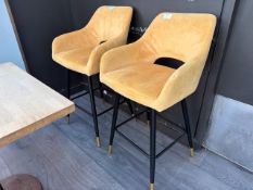 Pair of Yellow Upholstered Stools, No Reserve