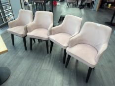 Set of 4 Dusky Pink Upholstered Restaurant Chairs, No Reserve
