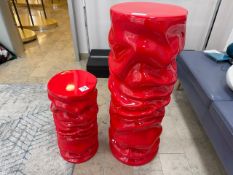2 x Red Resin Christmas Display Plinths, No Reserve