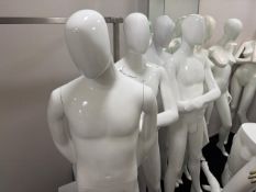 6 x White Gloss Male Mannequins on Stands, No Reserve