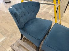 Pair of Blue Velveteen Chairs, No Reserve